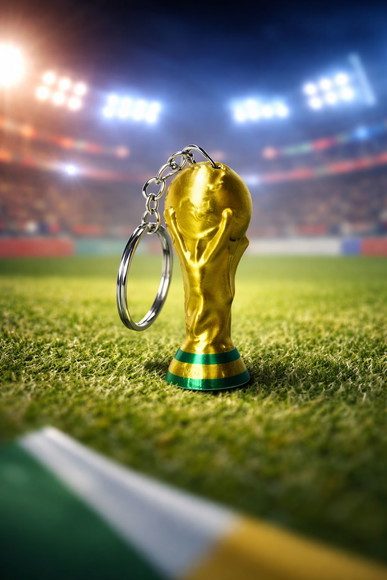 Chaveiro Taça da Copa do Mundo 3d Dourado Miniatura Futebol
