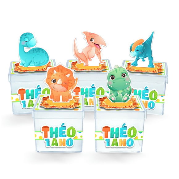 Caixa Acrilica Dino Baby Cores Pastel