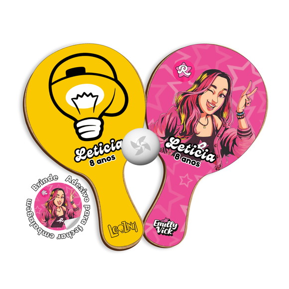 Kit Raquetes Ping Pong - Leozin (dos Rosa / Emily Vick)