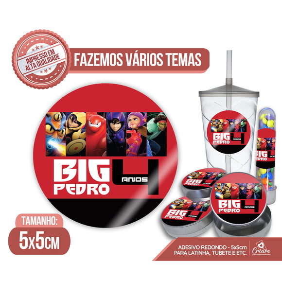 Adesivo Redondo 5cm - Latinha - Big Hero