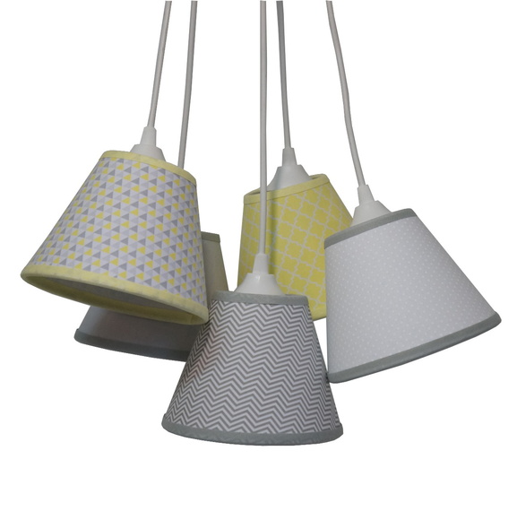 Lustre Pendente Bebê Chevron e Amarelo
