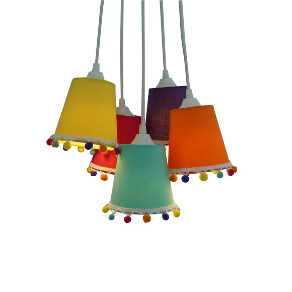 Lustre Pendente Luminária Cacho com PomPom Colors
