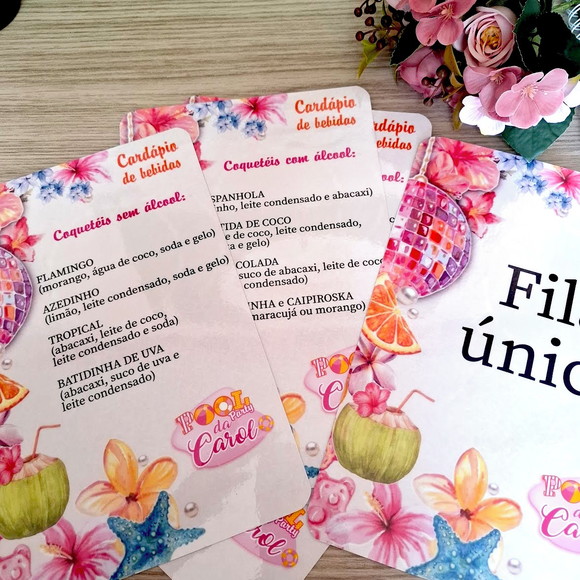 Cardapio de Drinks Pool Party