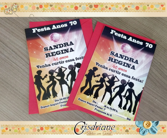 Convite festa anos 70