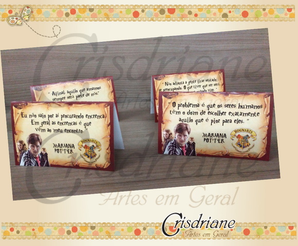 Plaquinhas de Mesa Frases Harry Potter