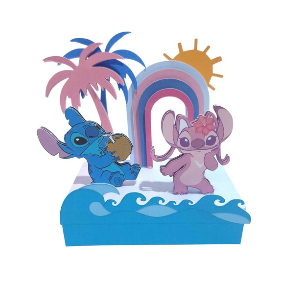 Caixa Kit Kat Duplo 3d Stitch e Angel Luxo