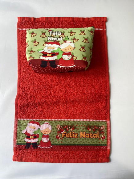 Kit Personalizado Necessaire + Toalha Feliz Natal