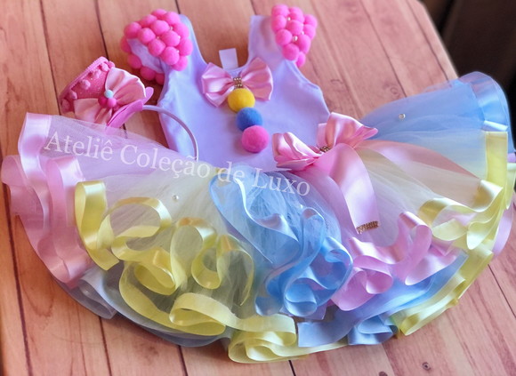 Conjunto Tutu Circo Palhacinha - Roupa De Festa Luxo