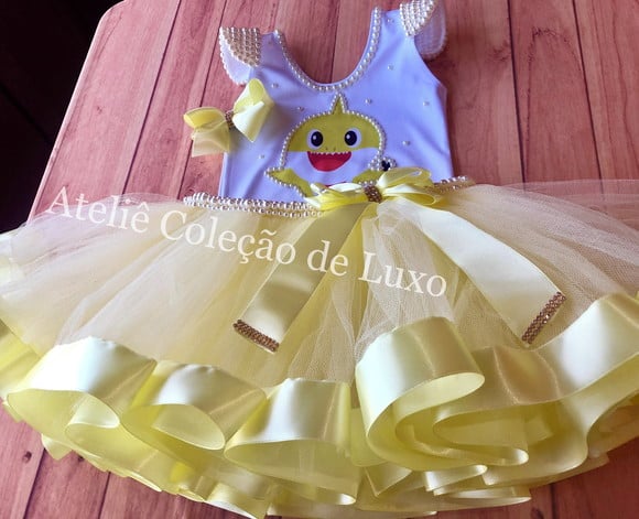 Conjunto Tutu do Baby Shark - Roupa Personalizada