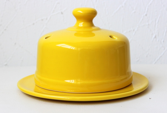 Queijeira de Cerâmica, Pintada à Mão, Cozinha, Cor Amarelo