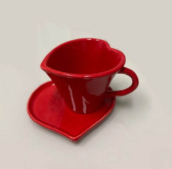 Xícara de Chá Coração, Xícara e Pires Coração, Cozinha-250ml