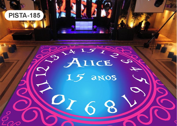 Adesivo Chão Aniversario Festa 2x2m Infantil Relógio Alice