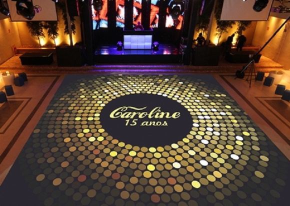 Adesivo Pista de Dança 15 Anos 3x3 Personalizada Dourado