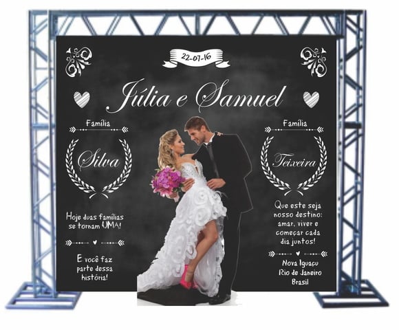 Painel Para Fotos Lona Backdrop Casamento 15 Anos 2,0x2,0m