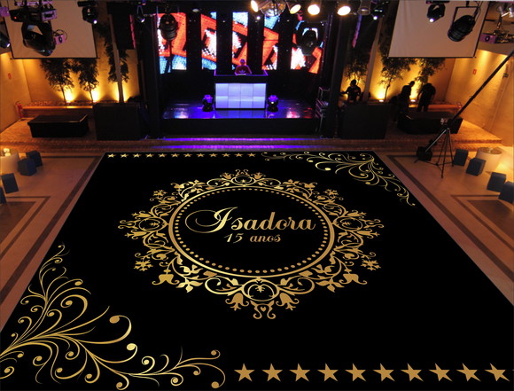 Pista de dança personalizado festa 15 anos 2,5x2,5m