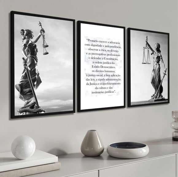 Kit 3 Quadros Decorativos Advogado Sala Escritório Moldura