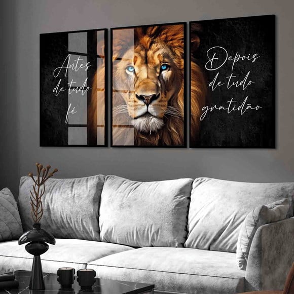Kit 3 Quadros Decorativos Jesus Cristo Frase Religioso Vidro