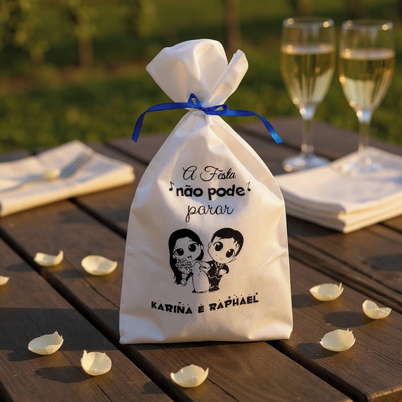 Saquinhos Personalizados 20x40 cm p/ Chinelos-casamento.