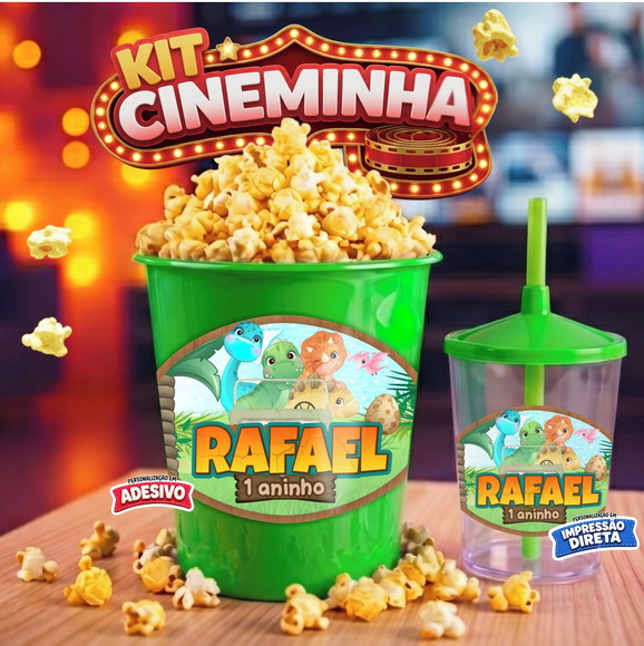 Kit Cineminha Dinossauro | Baldinho + Copo Personalizado