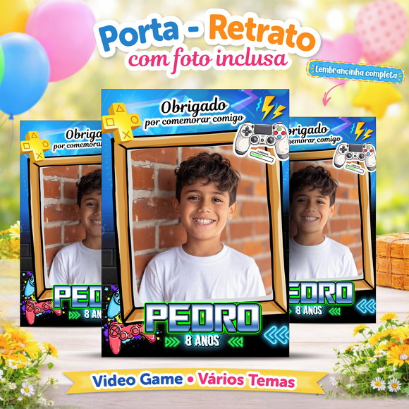 Porta Retrato Personalizado com Foto Gamer| Festa Video Game