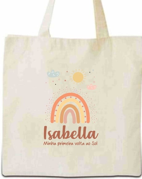 Sacola Ecobag Personalizada Tema Arco Íris Boho - 20x20
