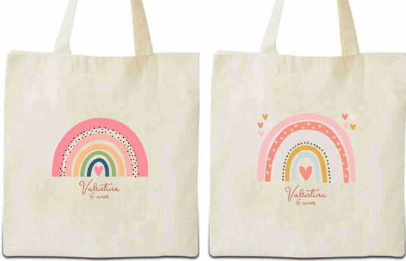 Sacola Ecobag Personalizada Tema Arco Íris Boho - 30x30