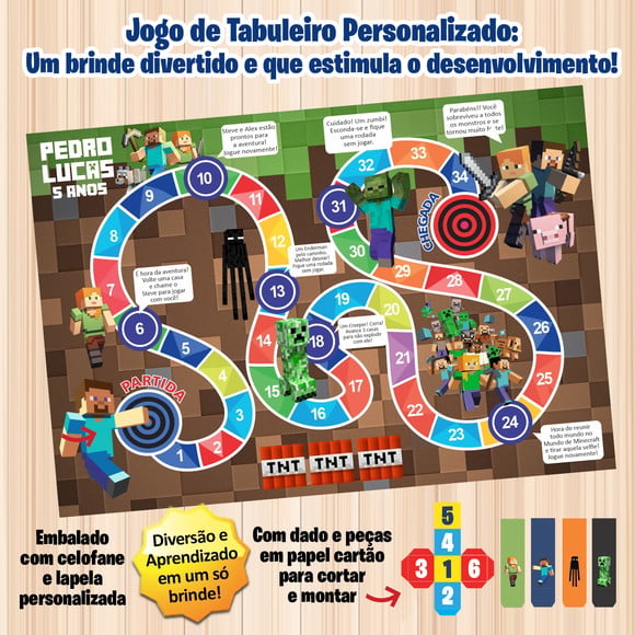 Jogo de Tabuleiro Personalizado Minecraft