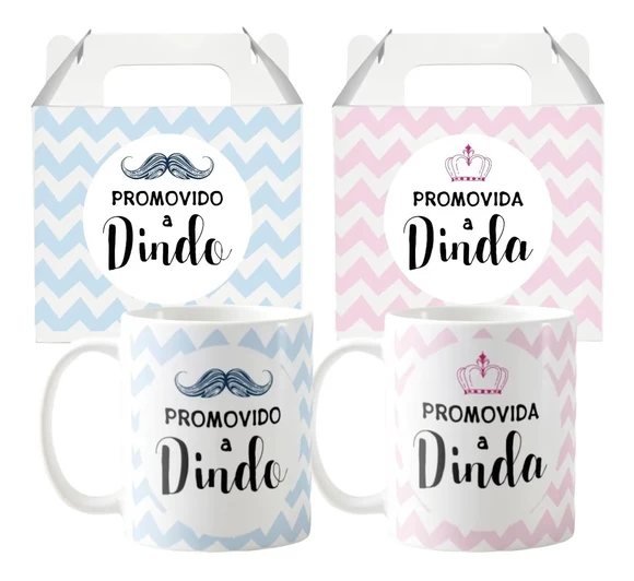 Kit Canecas Lembrança Padrinhos Batizado Crisma Dindo Dinda