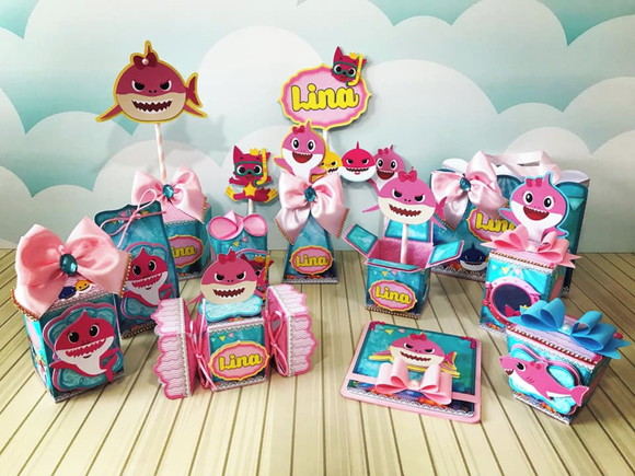 Kit Personalizado Caixinhas 50 Itens - Baby Shark Menina