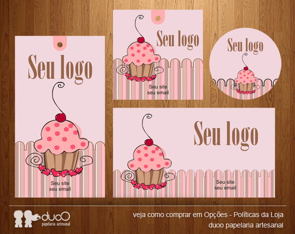 Kit019 com cartões, tags, etiquetas