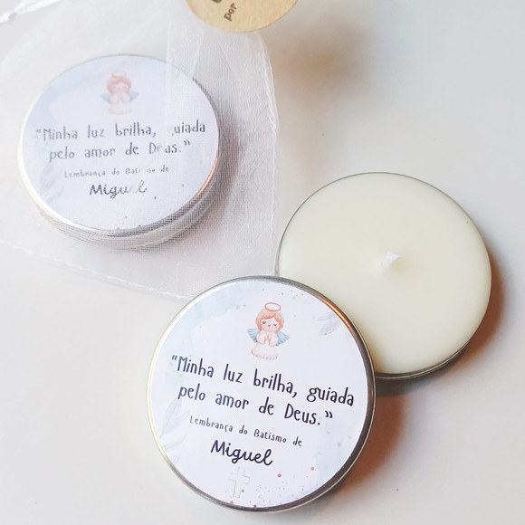 Mini Vela Aromática na Latinha Batizado - 20g