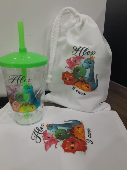 Kit Sacolinha de Tactel + Copo Twister 300ml Personalizados