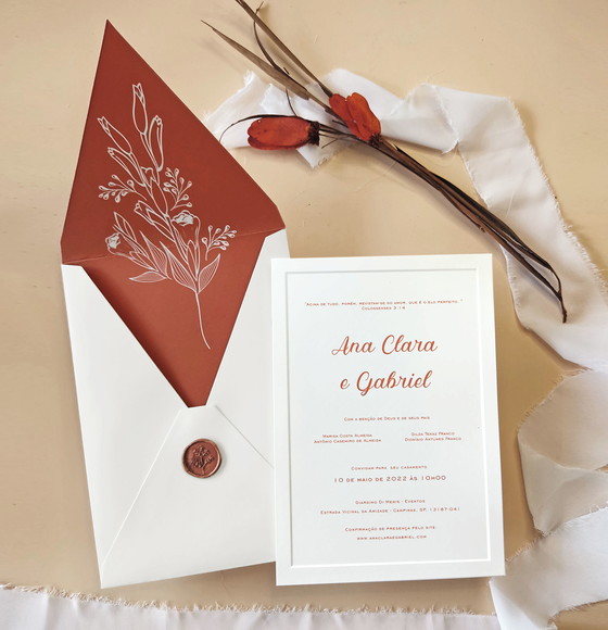 Convite Casamento Terracota - Cv 450