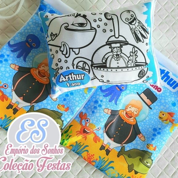 (004) Kit almofada pinte e lave +sacolinha Bita no Fundo do