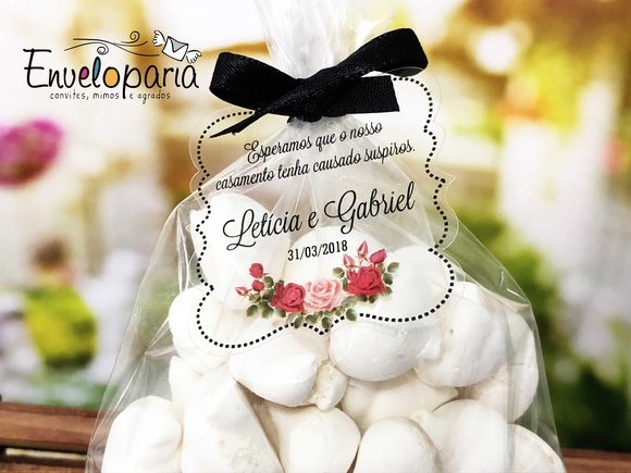 Tags Transparentes para Casamento Suspiro (50 Un)