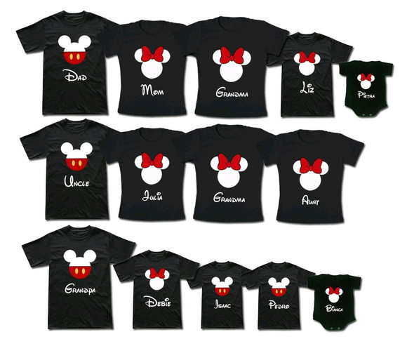 Kit Família Disney Trip com 14 Camisetas