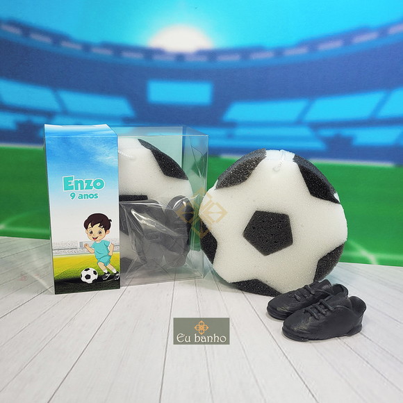 Kit Lembrancinha Esponja e Sabonete Futebol 0504a