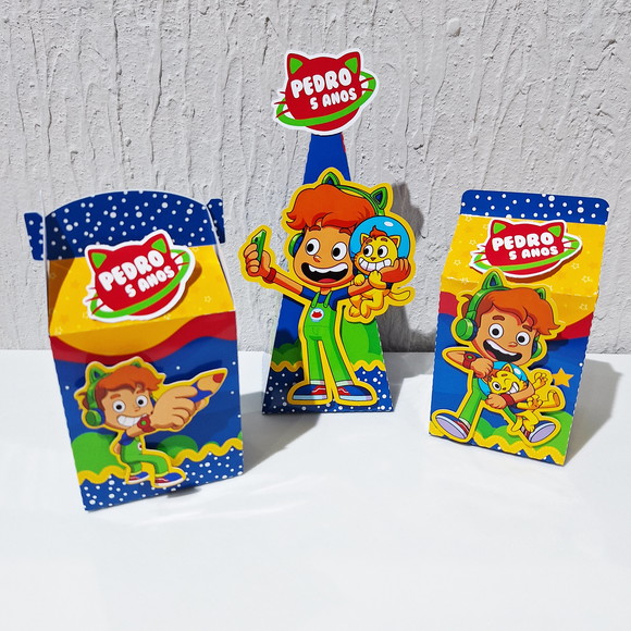 Kit Caixinhas Personalizadas - Gato Galáctico (30 Itens )