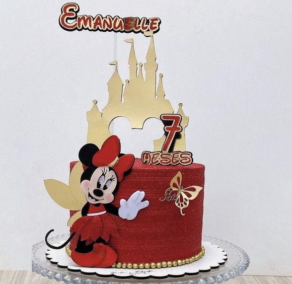 Topo de Bolo Minnie Fadinha Castelo + Arquivos a Sua Escolha