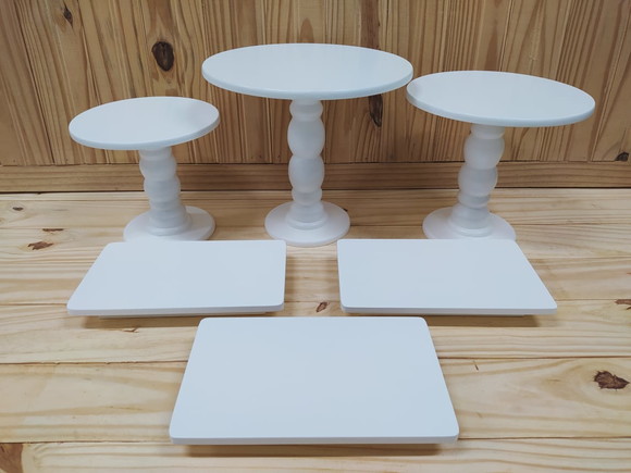 Kit Bandeja Boleira Mesa Festa mdf 6 Peças
