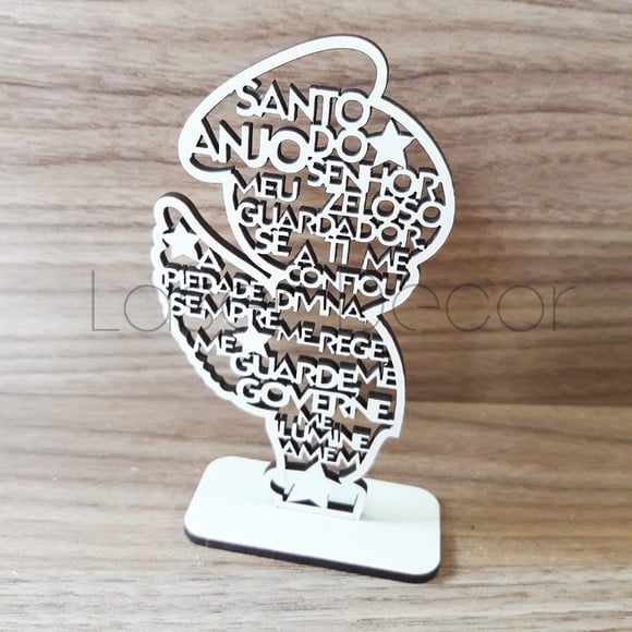 Lembrancinha Batizado Santo Anjo mdf Branco 11 cm