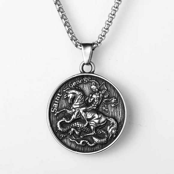 Colar Aço Inox Medalha Sao Jorge