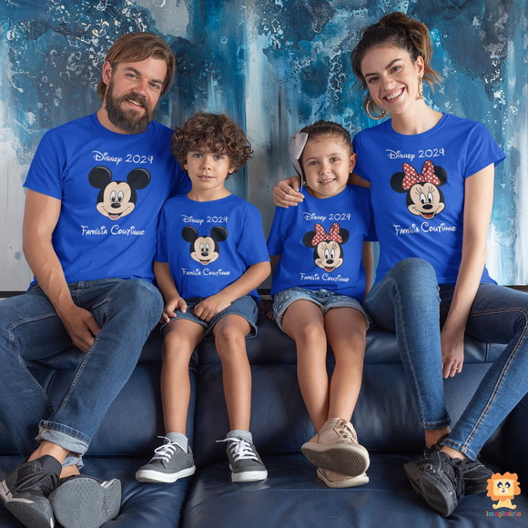 Kit 4 Camisetas Família Mickey Minnie Disney Personalizadas