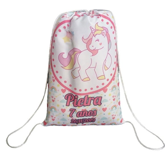 Mochilinha Sacolinha Lembrancinha Personalizada Unicórnio