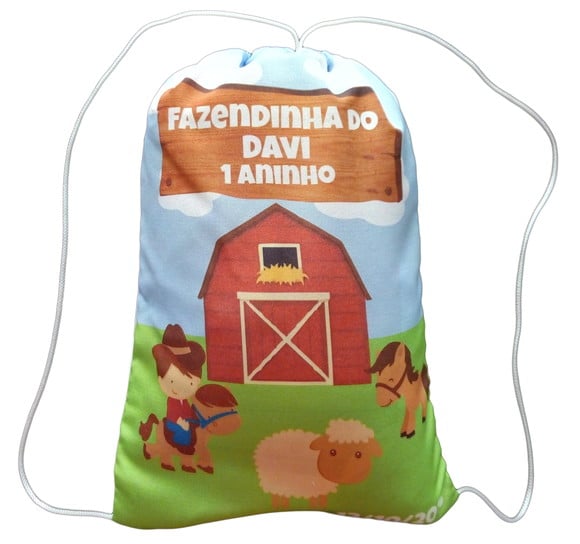 Mochilinha Sacolinha Personalizada Fazendinha