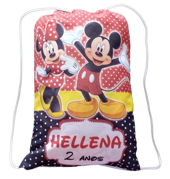 Mochilinha Sacolinha Personalizada Mickey e Minnie
