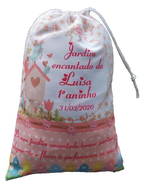 Saquinho Sacolinha Personalizada Jardim Encantado