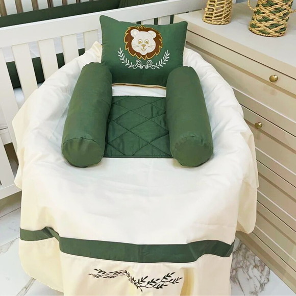 Kit Maternidade Chegada Leão Menino Verde Leito Rolinho