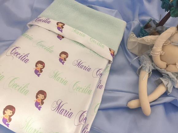 Mantinha de Sereia para bebê personalizada com nome