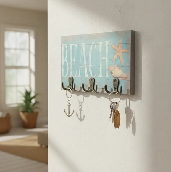 Porta Chaves Placa Quadro Decorativo Praia Mar Oceano Beach